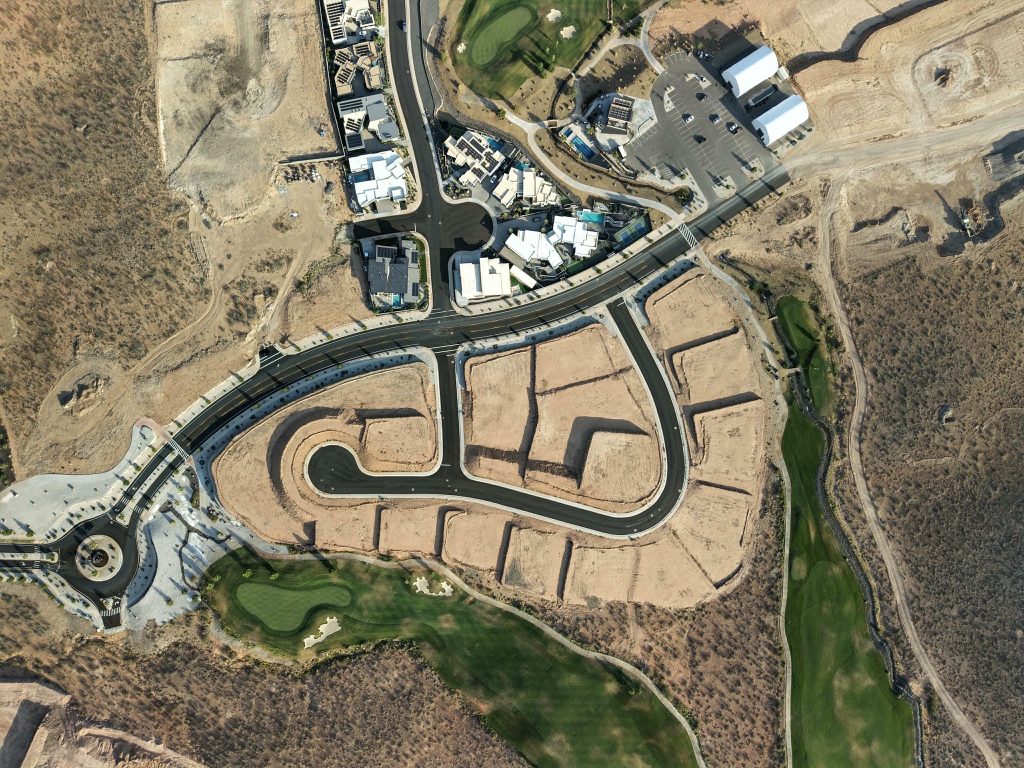 Aerial view of a luxury vacation home at Copper Rock in Hurricane, Utah — multi-million dollar STR properties with mountain views