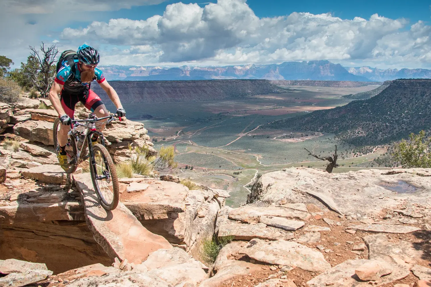 Mountain biking on red rock trails near Divario in St. George